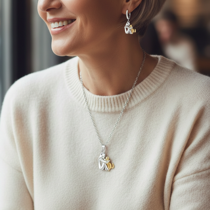 Hug Pendant Necklace with Bonus Earrings, Limited Time Offer