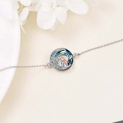 Adjustable Lucky Bracelet made of Sterling Silver with Dog Motif