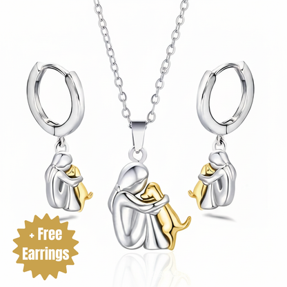Hug Pendant Necklace with Bonus Earrings, Limited Time Offer