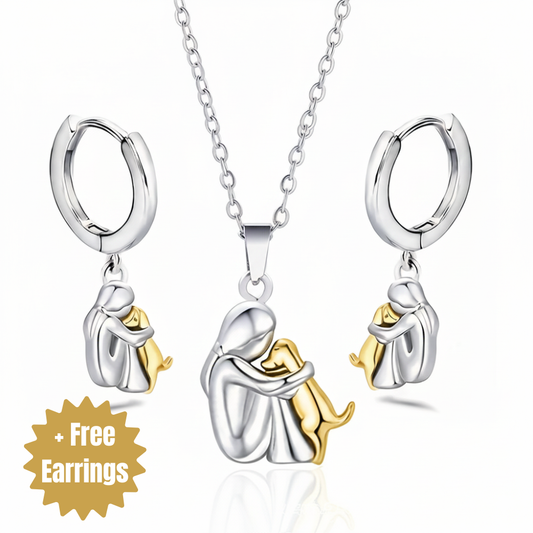 Hug Pendant Necklace with Bonus Earrings, Limited Time Offer
