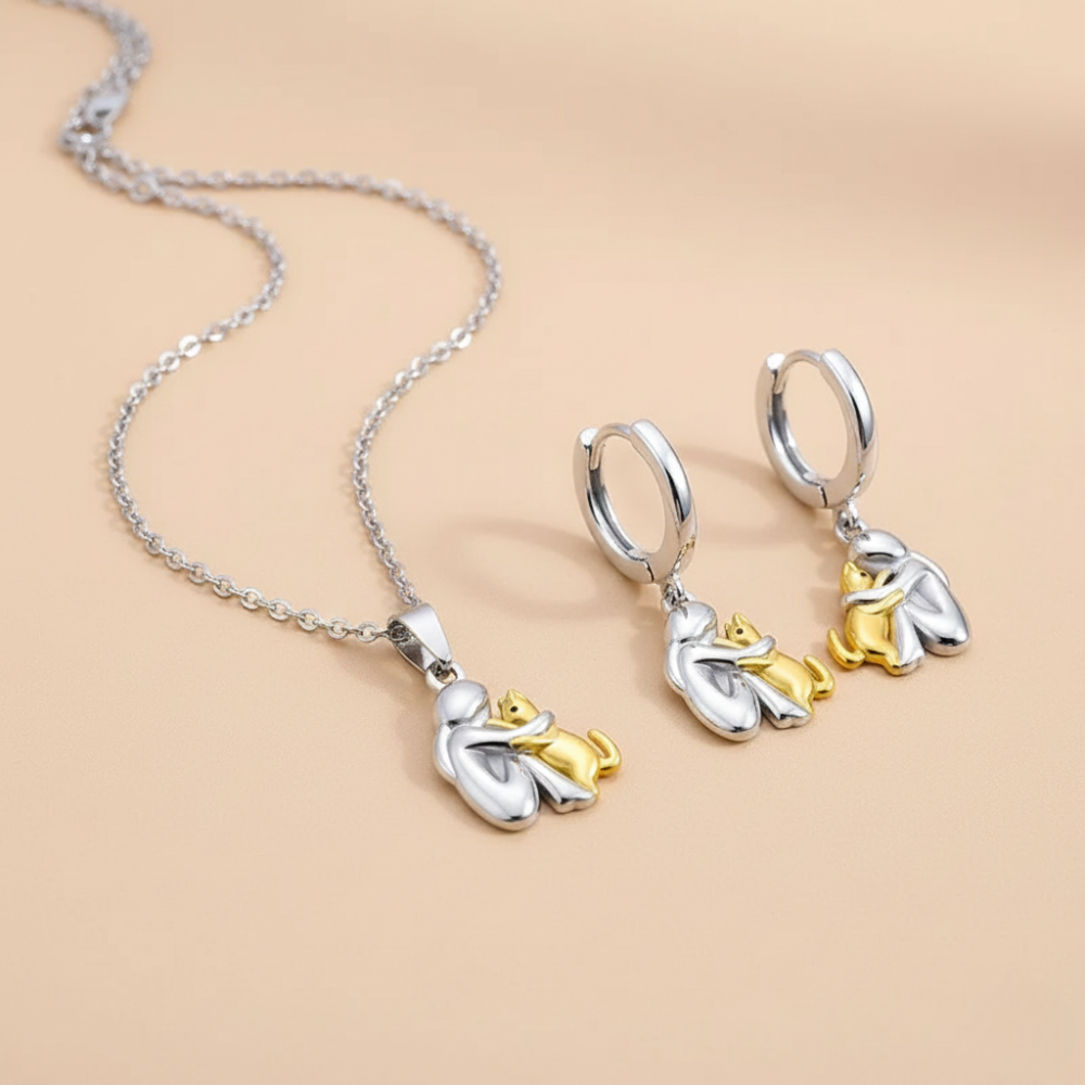 Hug Pendant Necklace with Bonus Earrings, Limited Time Offer