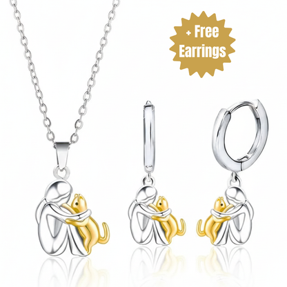 Hug Pendant Necklace with Bonus Earrings, Limited Time Offer
