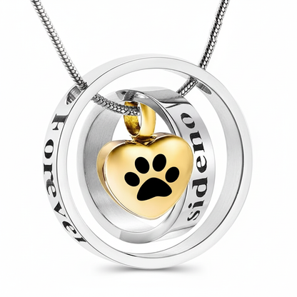 "No Longer By My Side, Forever In My Heart" – Stainless Steel Urn Paw Necklace