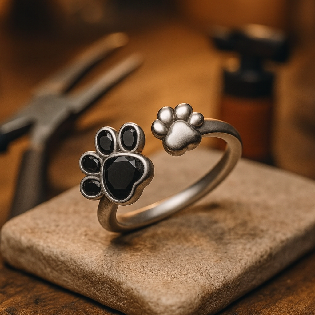 Adjustable Creative Cute Paw Print Ring